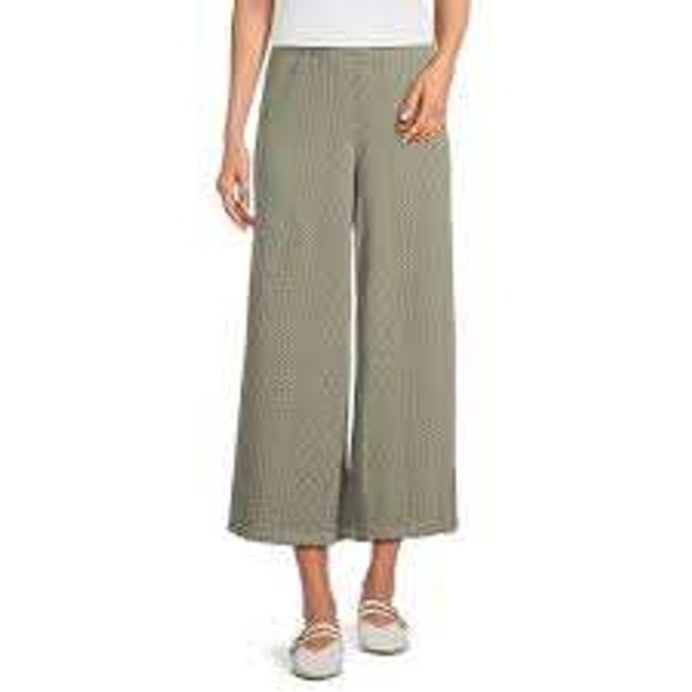 Ali Miles Womens Gray Wide Leg Cable Knit Herringbone Pants Size M NWT